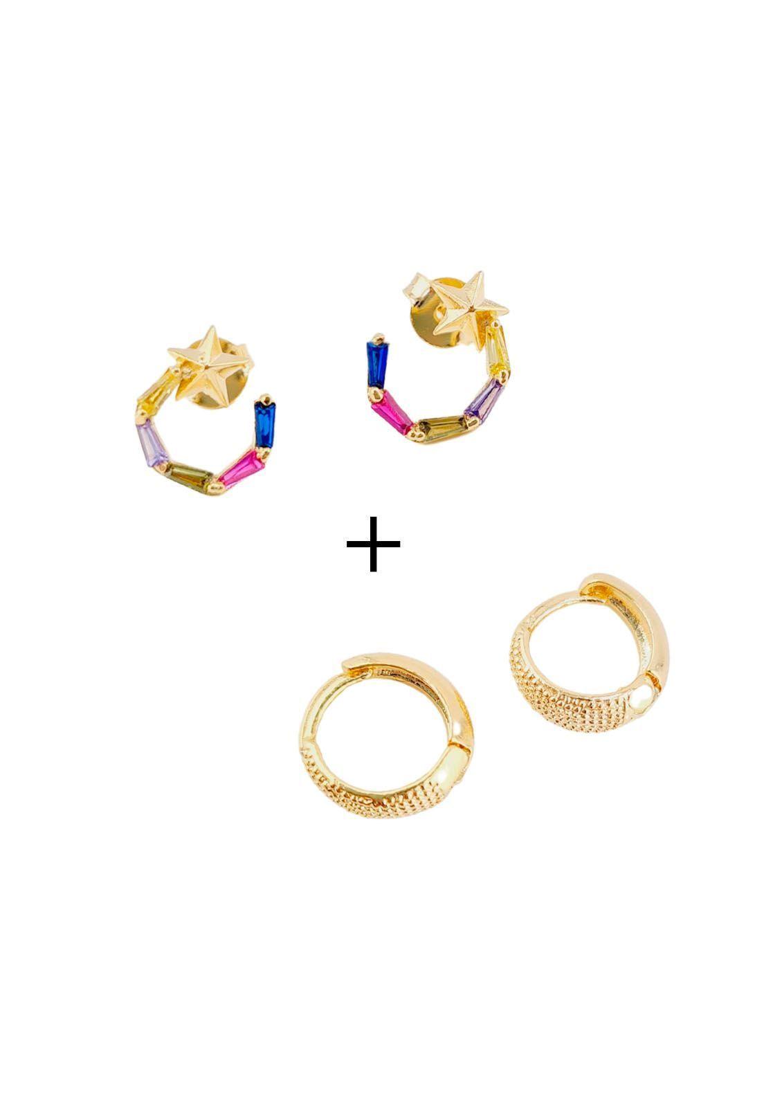 Pack Aros de Plata Con Baño de Oro 24k Boreal-0