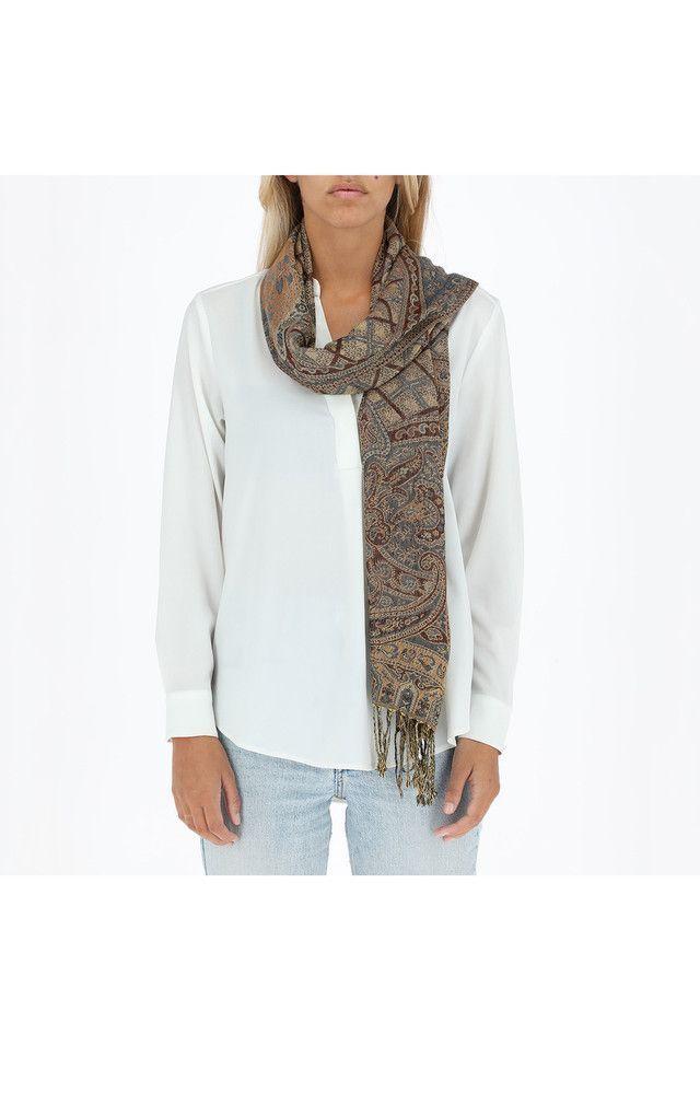 Pañuelo Jacquard Paisley Celeste Humana-2