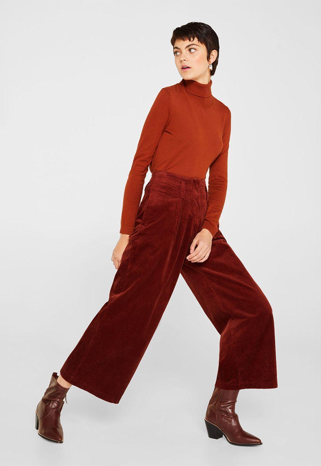Pantalón Mujer Culotte De Cotelé Esprit-0