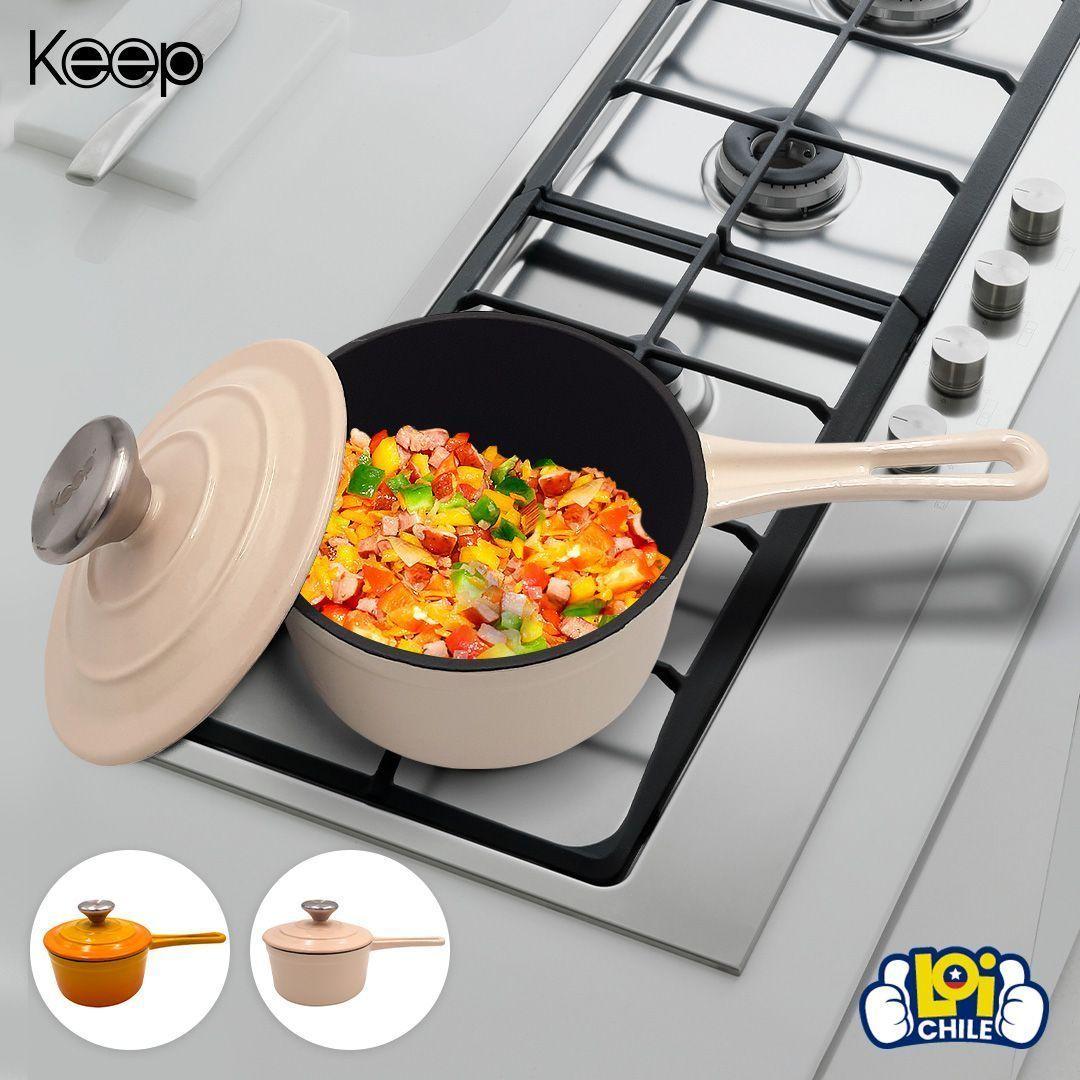 Cacerola Antiadherente con Tapa Hierro Fundido 16cm Keep-3