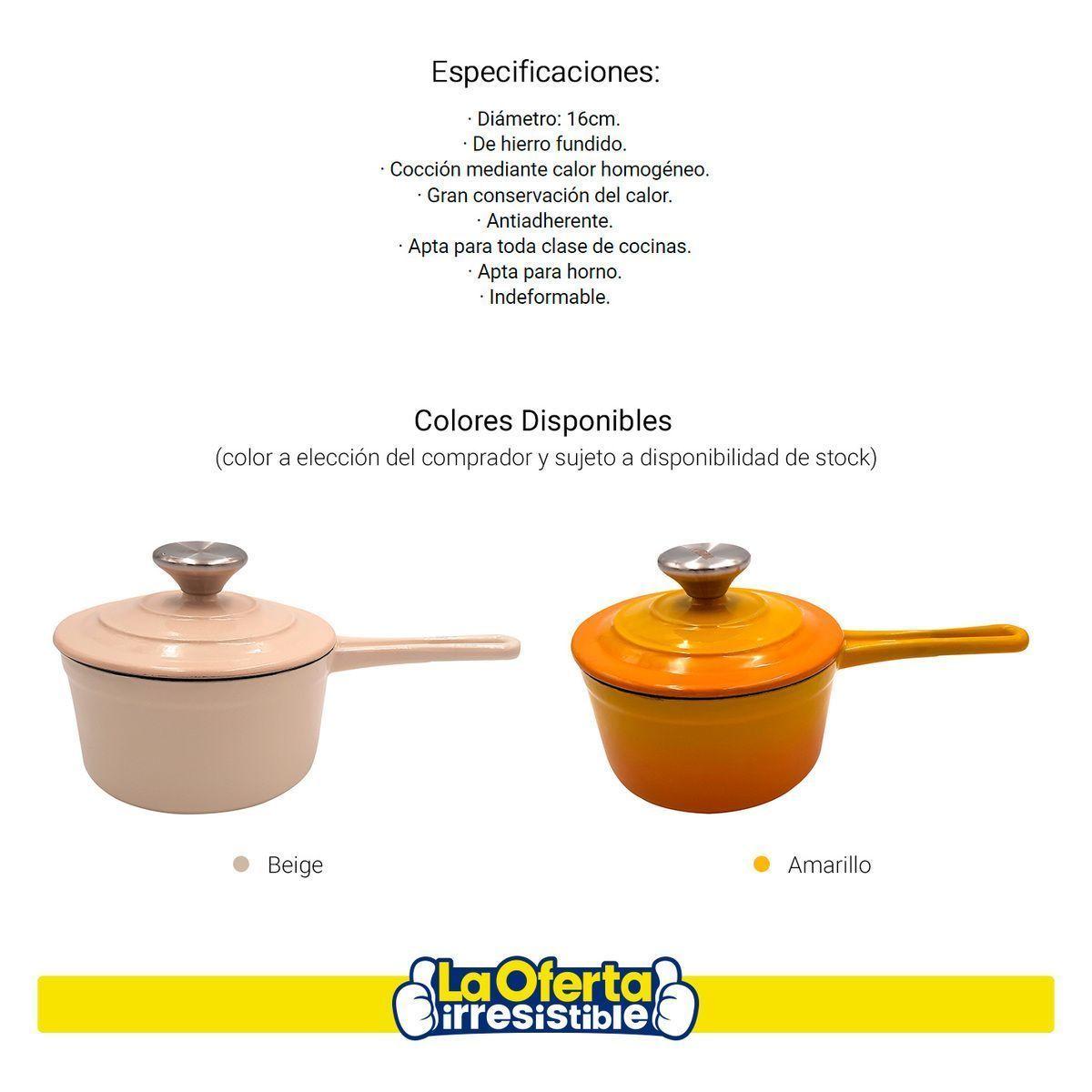 Cacerola Antiadherente con Tapa Hierro Fundido 16cm Keep-2