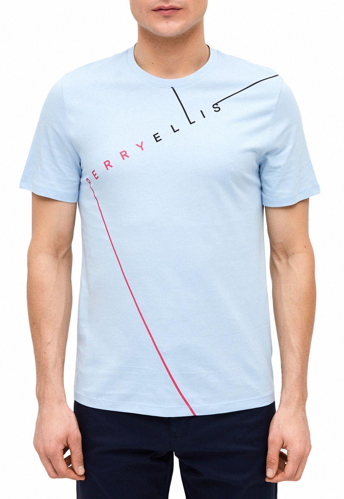 Polera celeste estampada logo-0