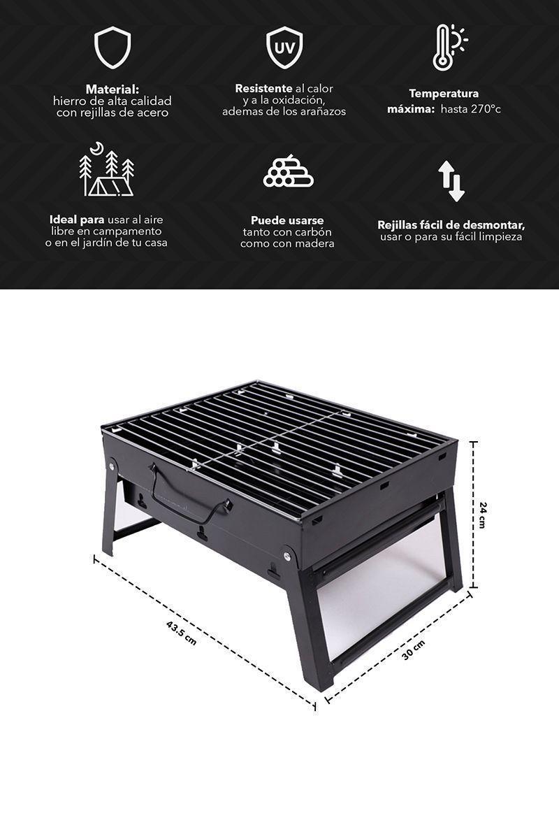 Parrilla Plegable Portátil Outdoor Camping Negro-2