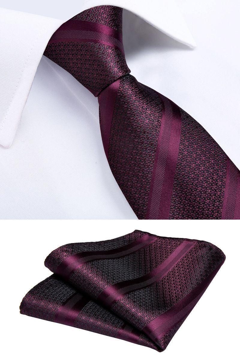 Set Corbata + Paño + Collera formal hombre. Modelo Uva Negra-2
