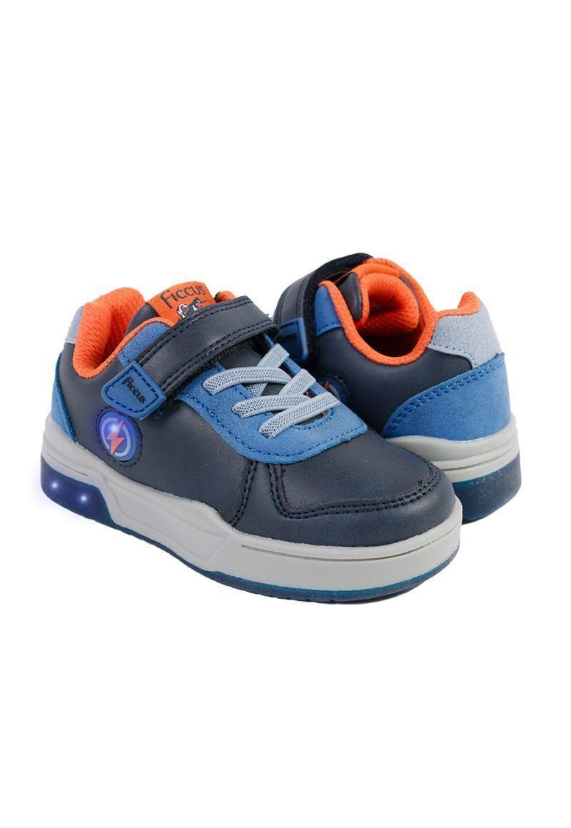 Zapatila Led Velcro Elástico A Correr Niño Ficcus-1