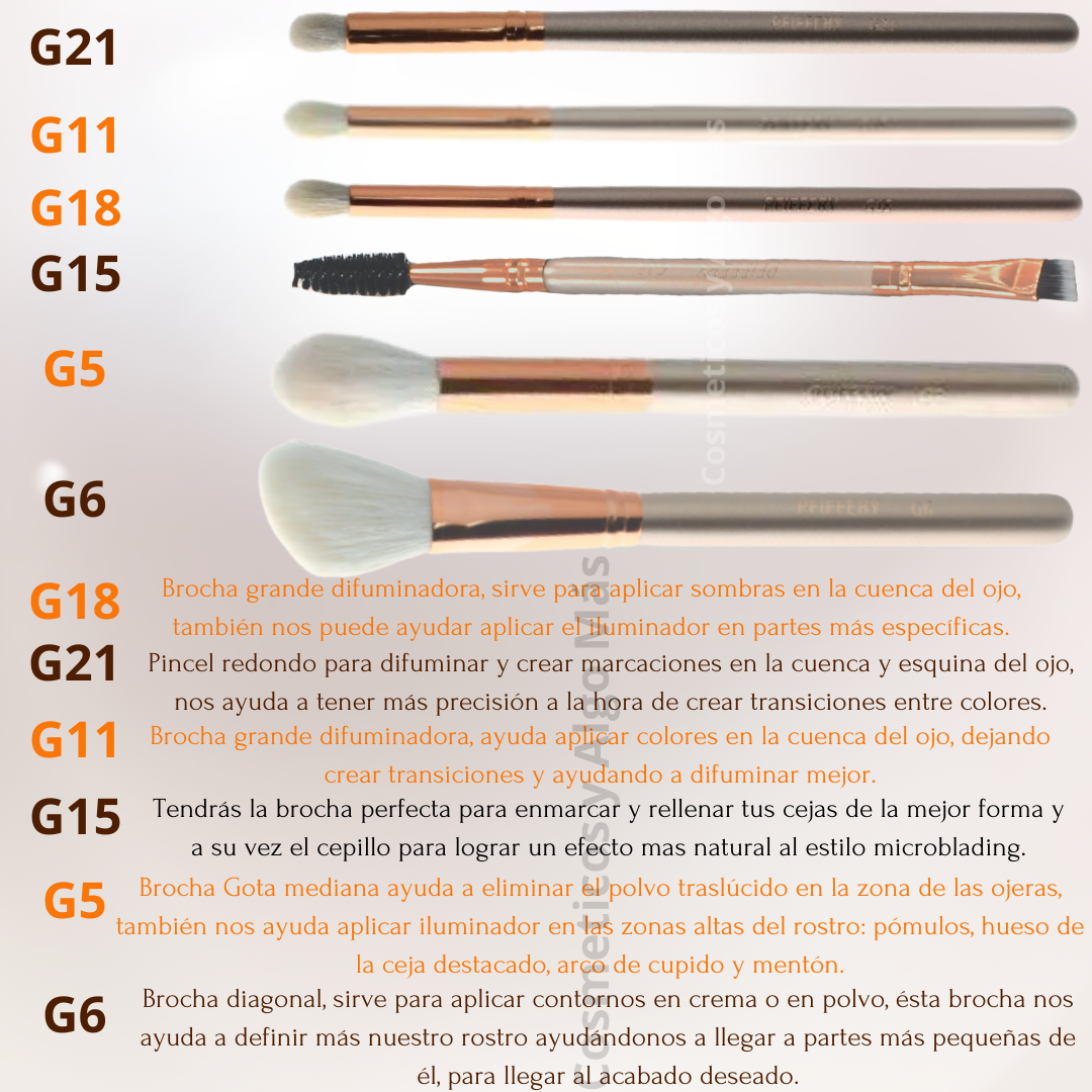 Set de 6 brochas profesionales de maquillaje con e-5