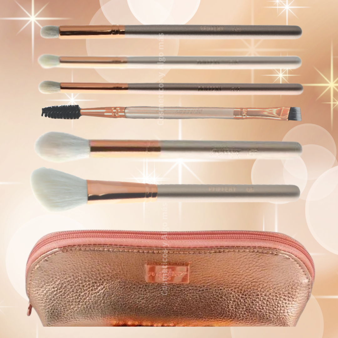 Set de 6 brochas profesionales de maquillaje con e-7