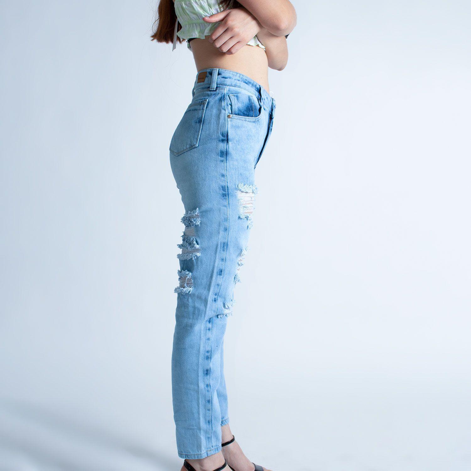 Mom Jean Mujer Tiro Alto Claro-2