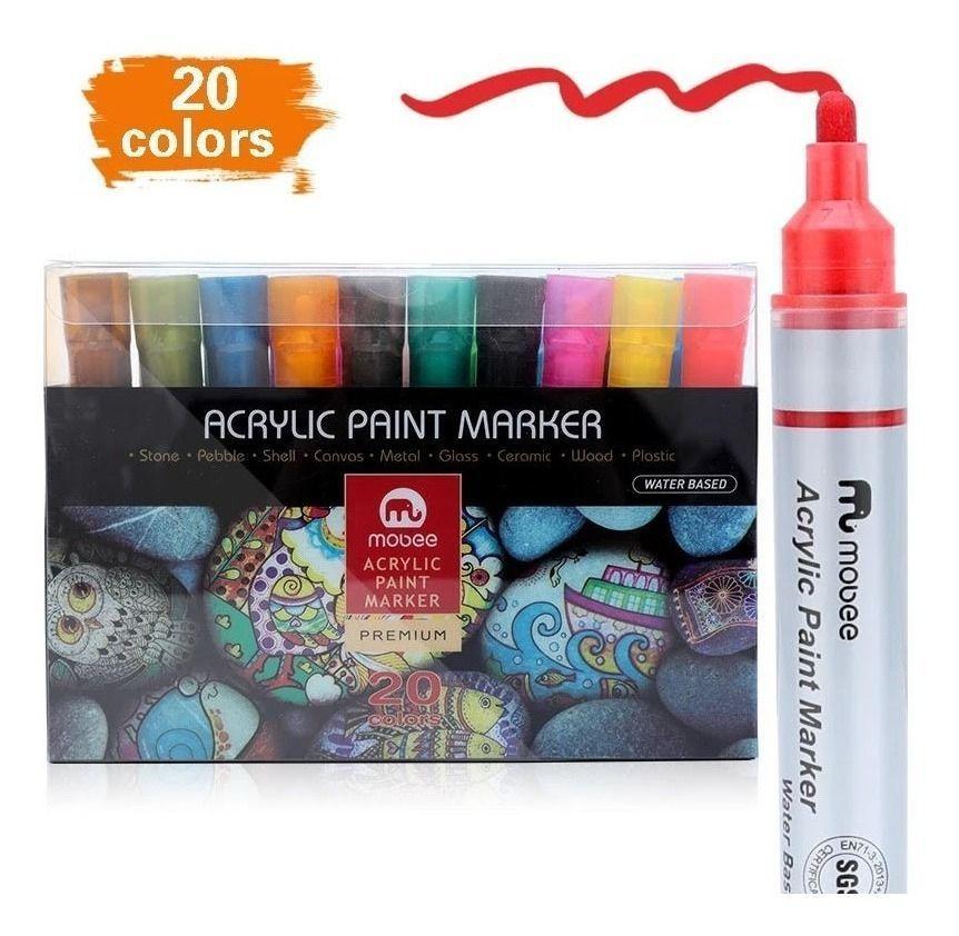 Marcadores Acrílicos Lápices 20 Colores Tipo Posca Grueso-0