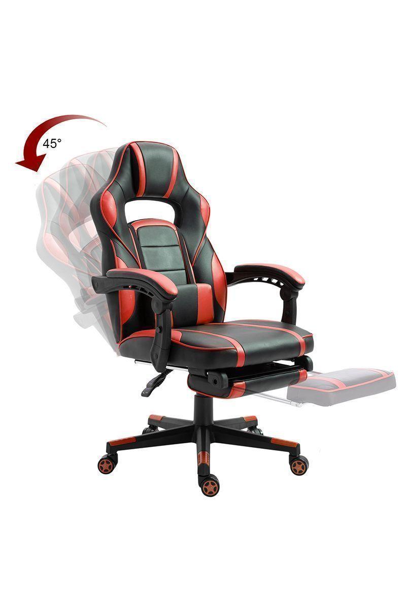 Silla Gamer Extreme Game PVC Apoya Pies Rojo-3