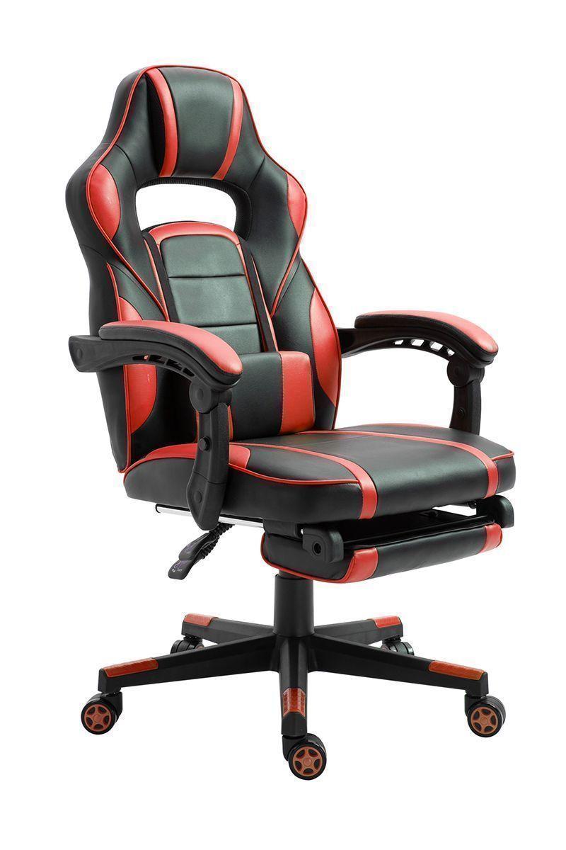 Silla Gamer Extreme Game PVC Apoya Pies Rojo-0