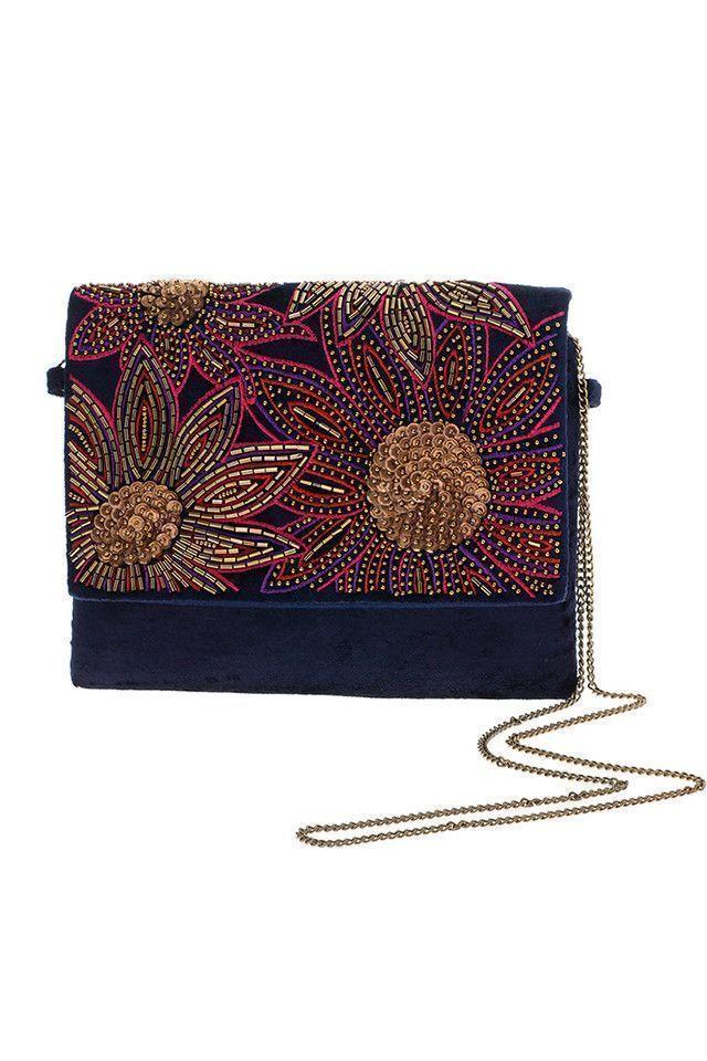 Clutch Fiesta Azul Flores Humana-0