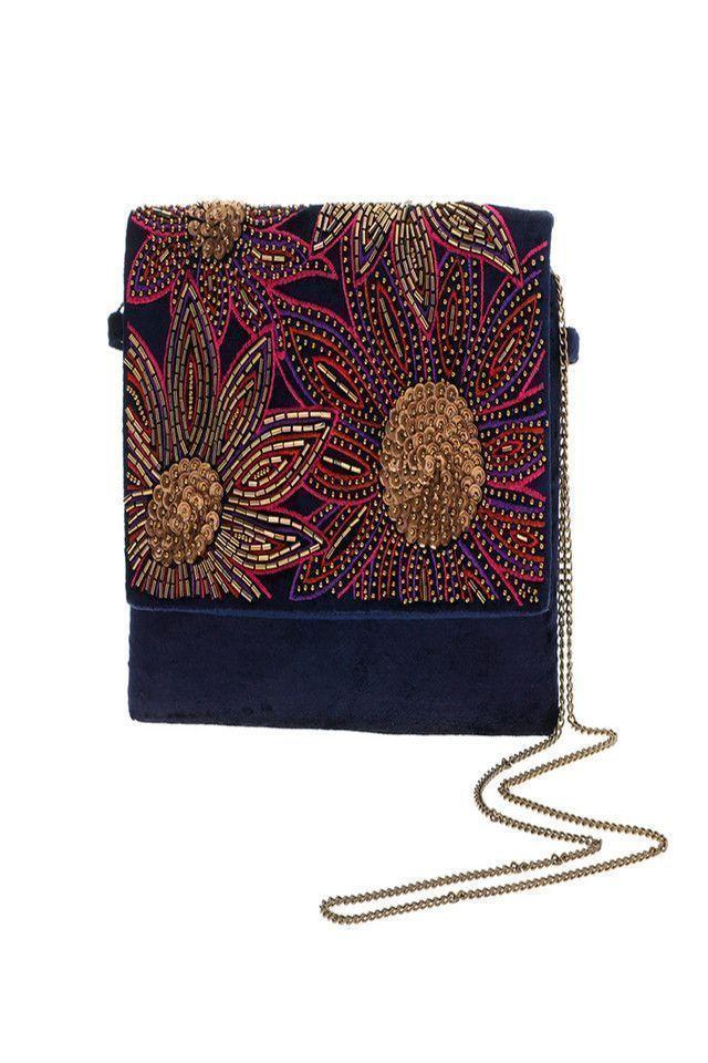 Clutch Fiesta Azul Flores Humana-1