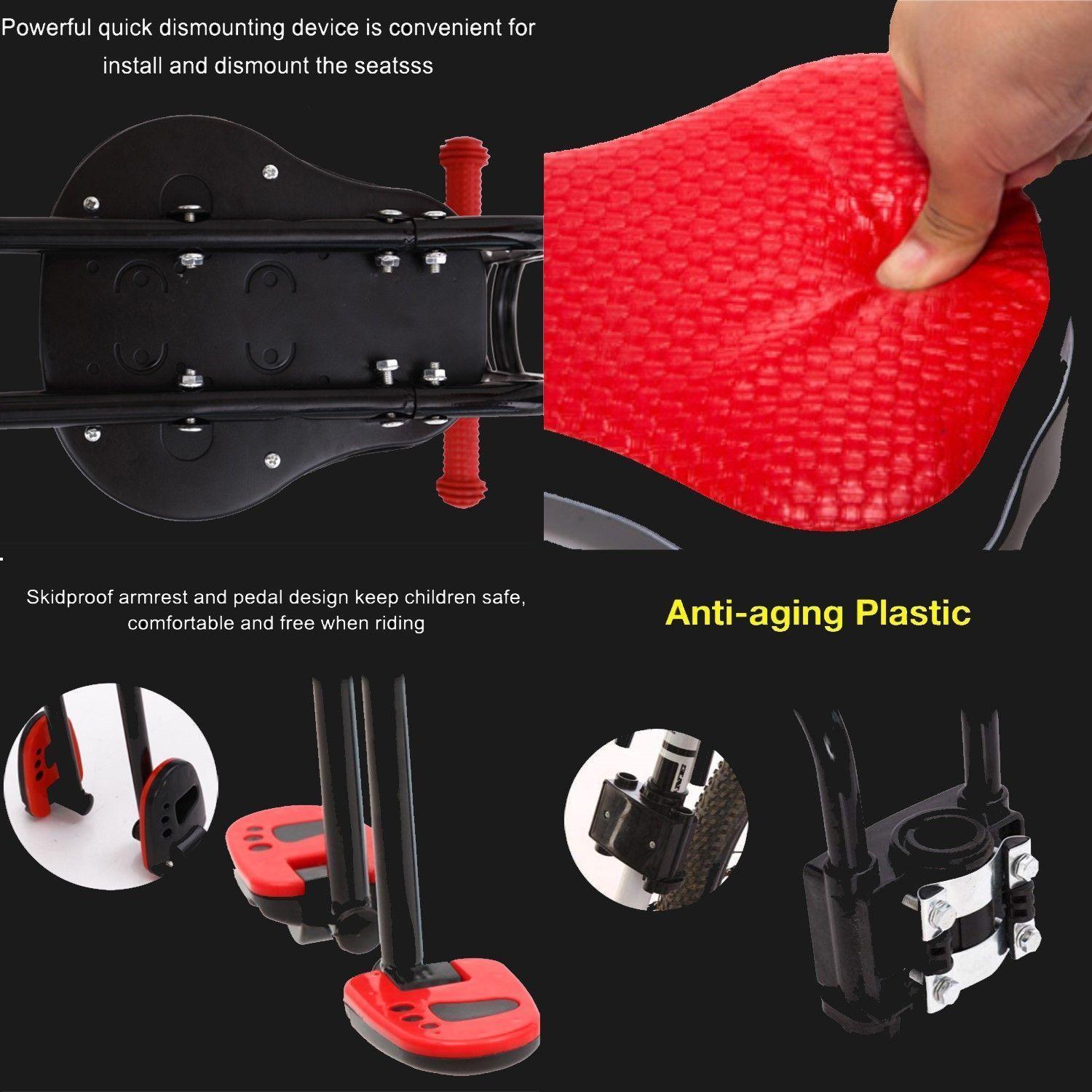 Silla Auxiliar Bicicleta, Asiento Delantero Bicicleta Para Niños Rojo-6