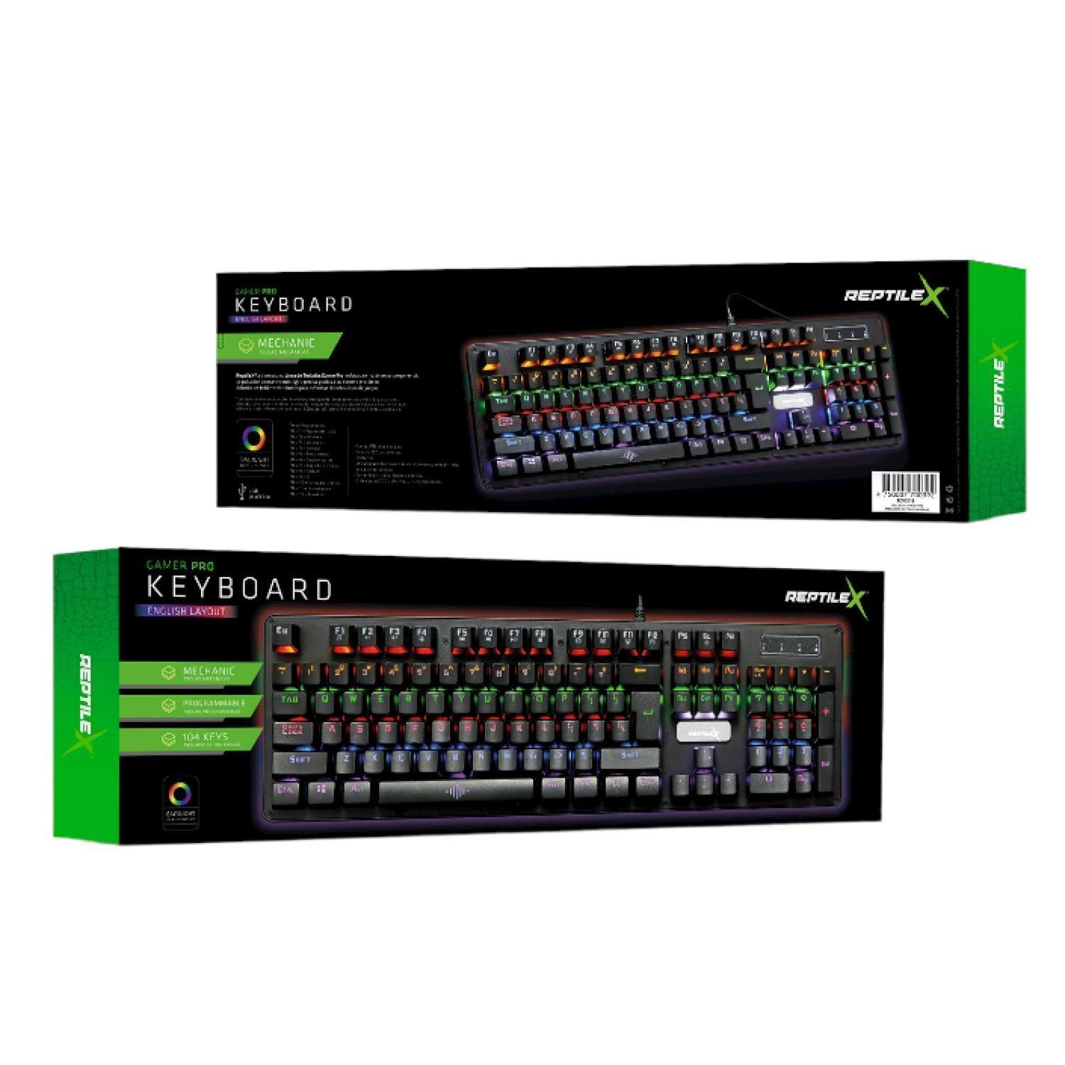 Teclado Gamer Pro Mecanico RGB Para PC USB Reptilex-2