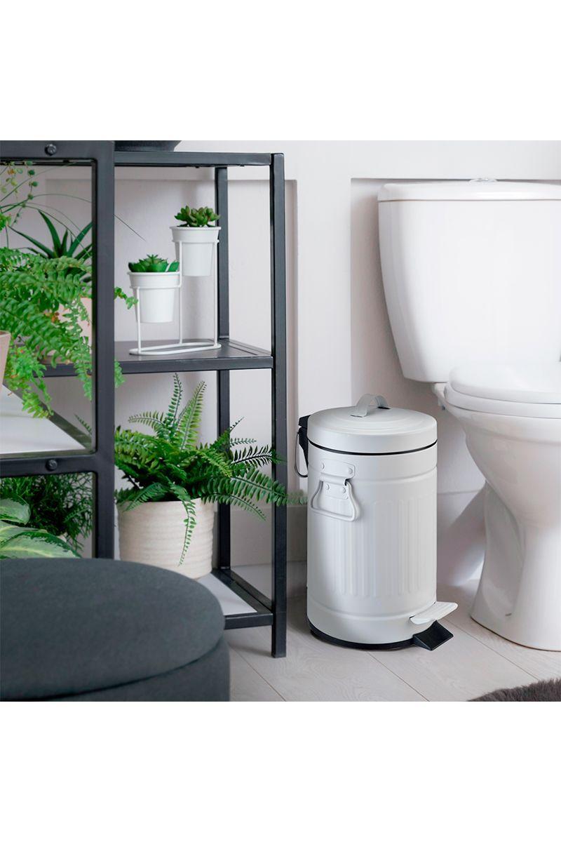 Basurero Retro 5 L Metal Blanco-5