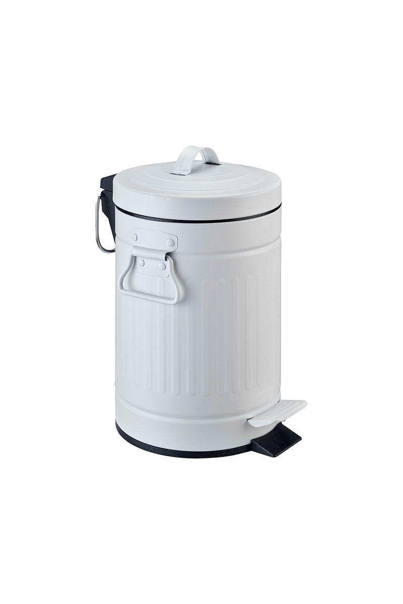 Basurero Retro 5 L Metal Blanco-0