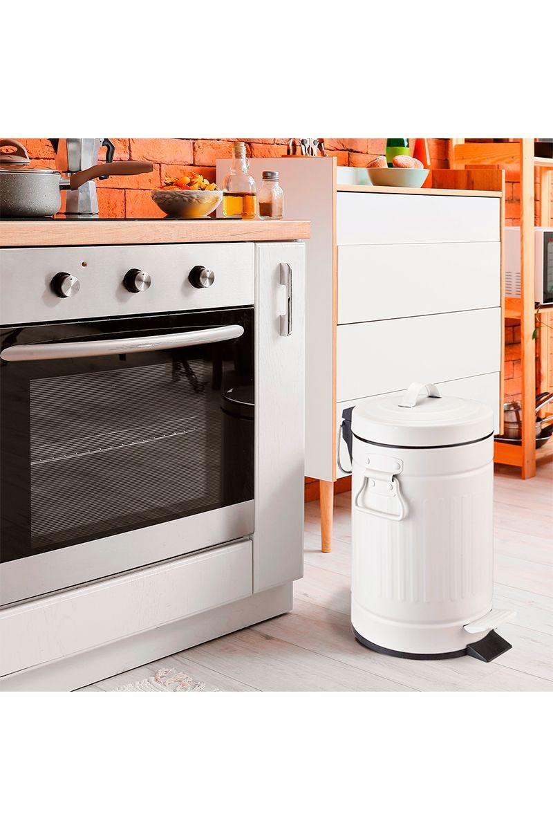 Basurero Retro 5 L Metal Blanco-1