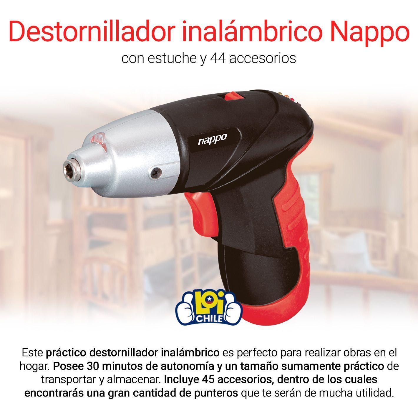 Destornillador Inalámbrico Nappo Con Accesorios Y Luz-1