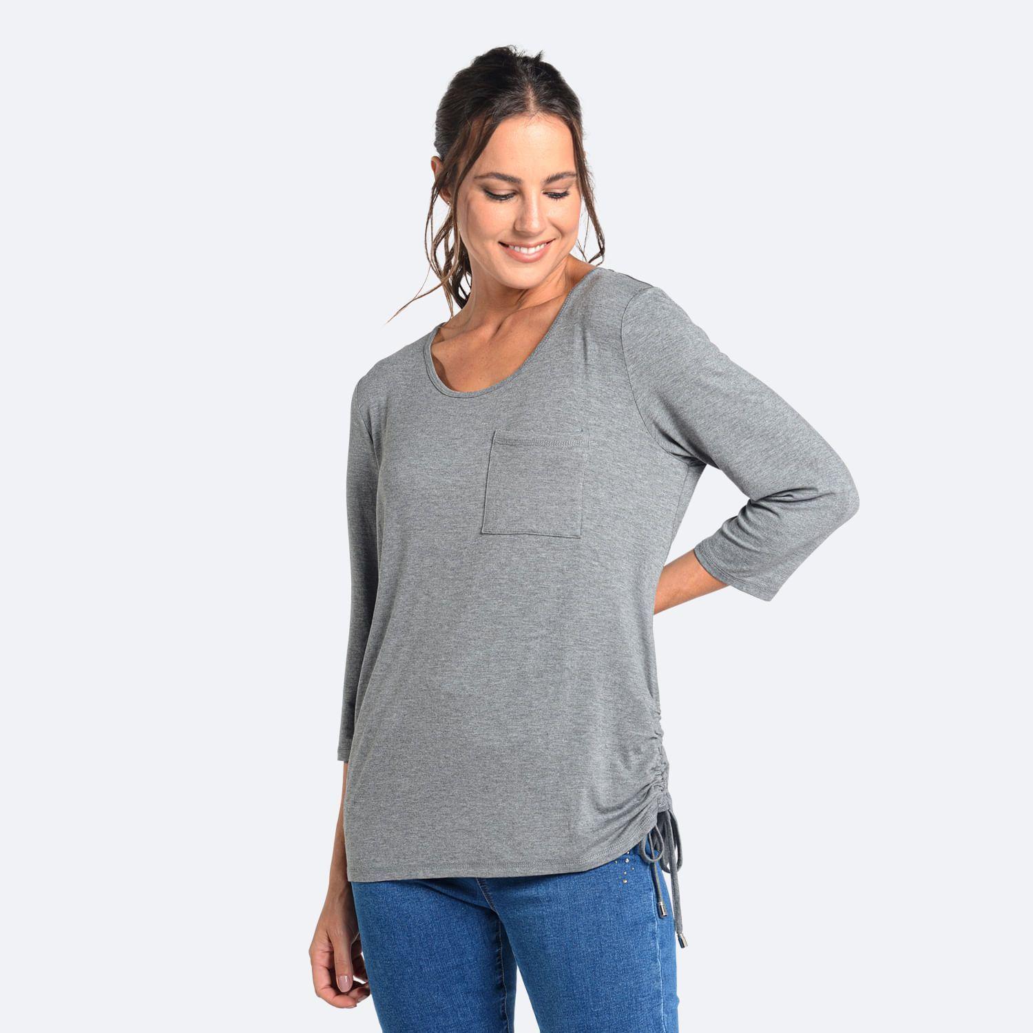 POLERA MANGA 3/4 CAFFARENA GRIS-1