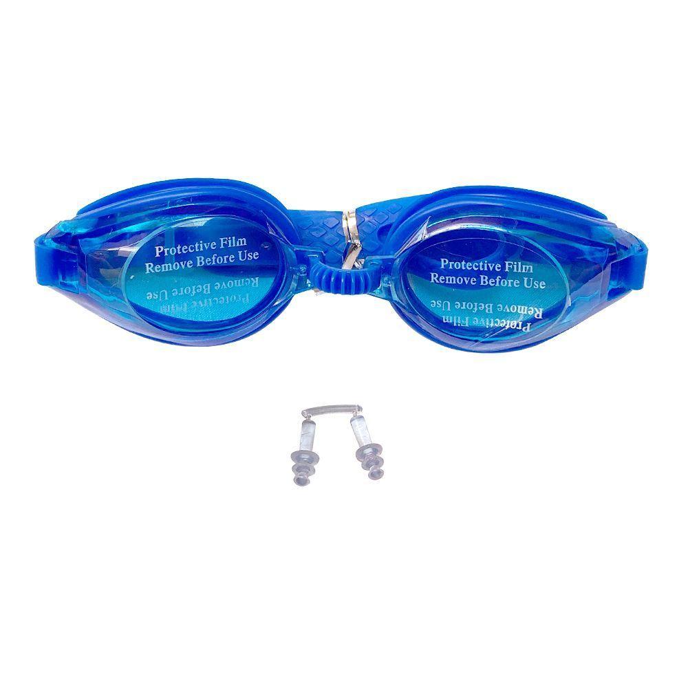 Lentes Natacion Gafas Piscina Unisex Colores Tapones Oidos Azul-0