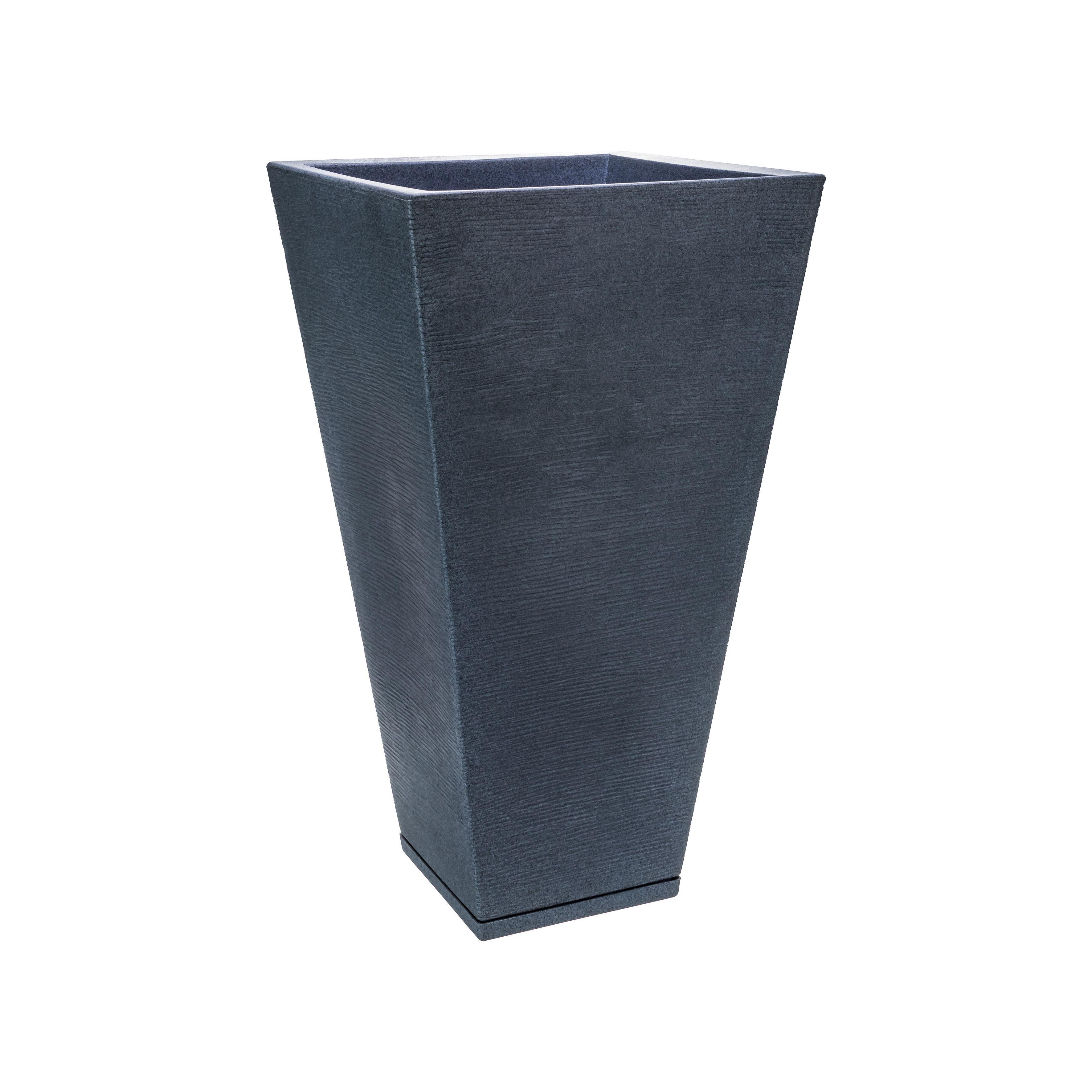 MACETERO FLORIDIS ZURIQUE GRAFITO 74CM CON PLATO-2