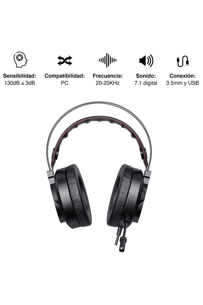 Audífonos Gamer RGB H654 con Micrófono Negro-2