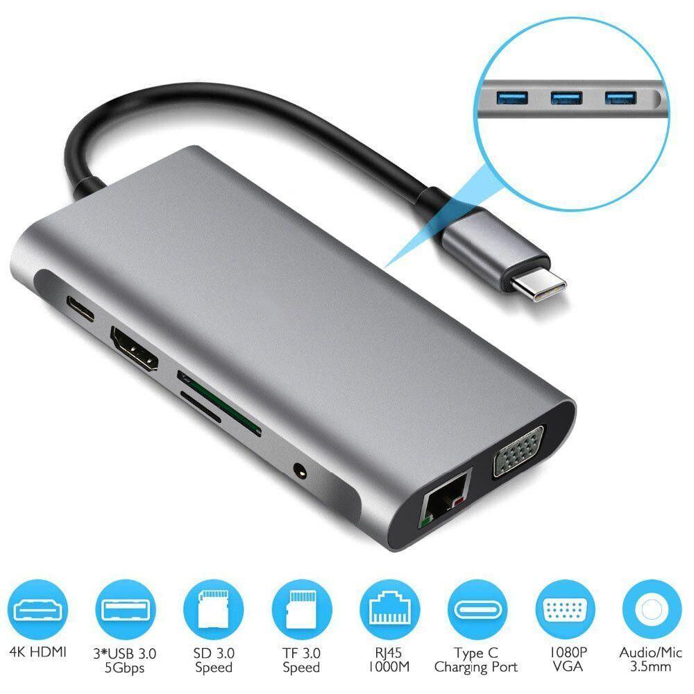Adaptador 10 En 1 Para MacBook Pro Tipo C / Hdmi / Ethernet-2