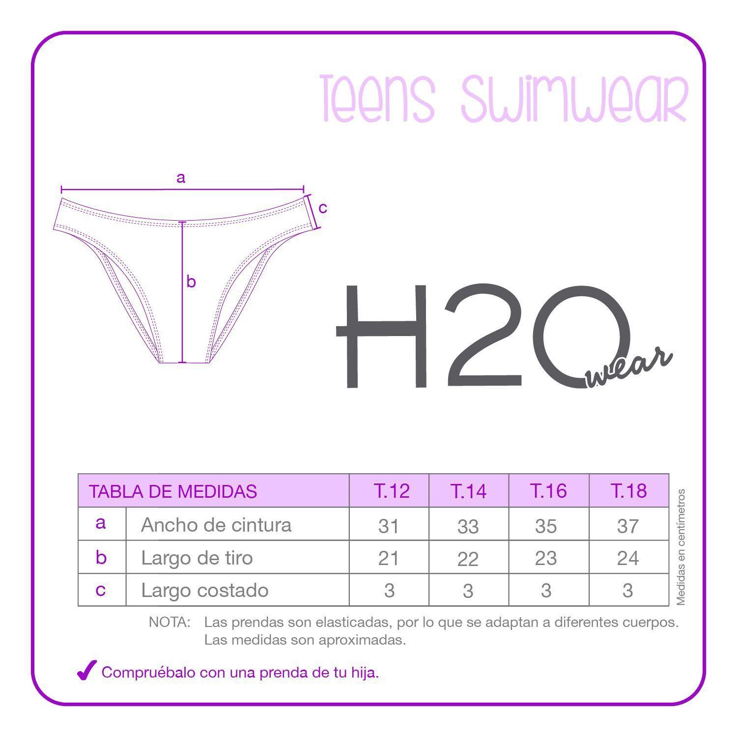 Bikini Niña Teens, Flamenkini tela estampada + filtro UV30 H2O Wear, Azul-3