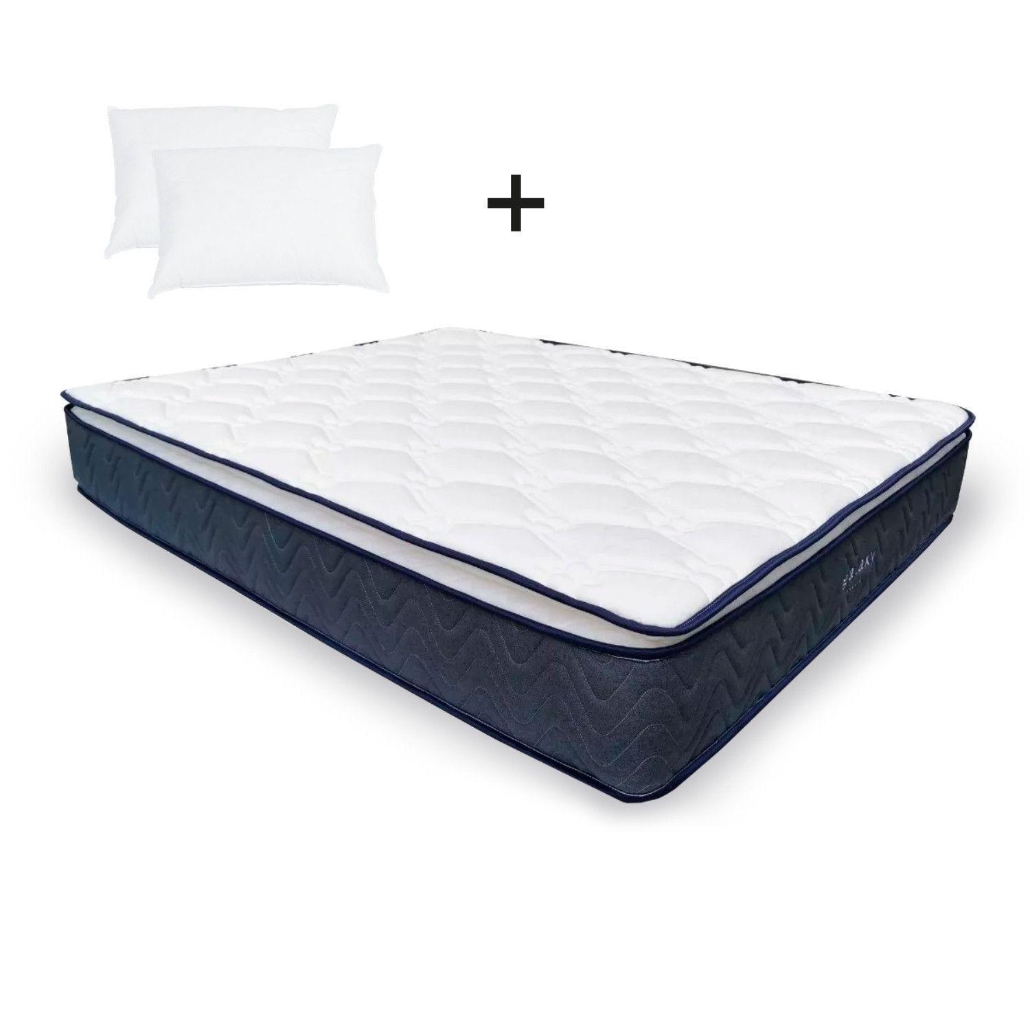 Colchón 2 Plazas De Resortes 5° Sueño Galaxy 150x190x28cm + 2 Almohadas De Regalo-0