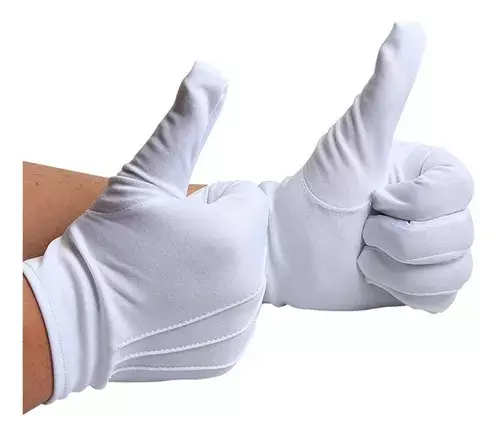 Guantes Blancos Formal Algodón Guardia De Honor Ceremonial-2