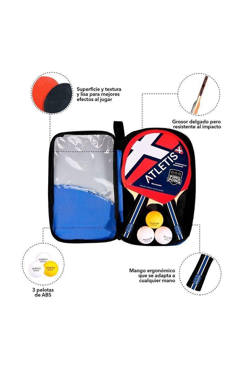 Set 2 Paletas 3 Pelotas Ping Pong Training Negro-3