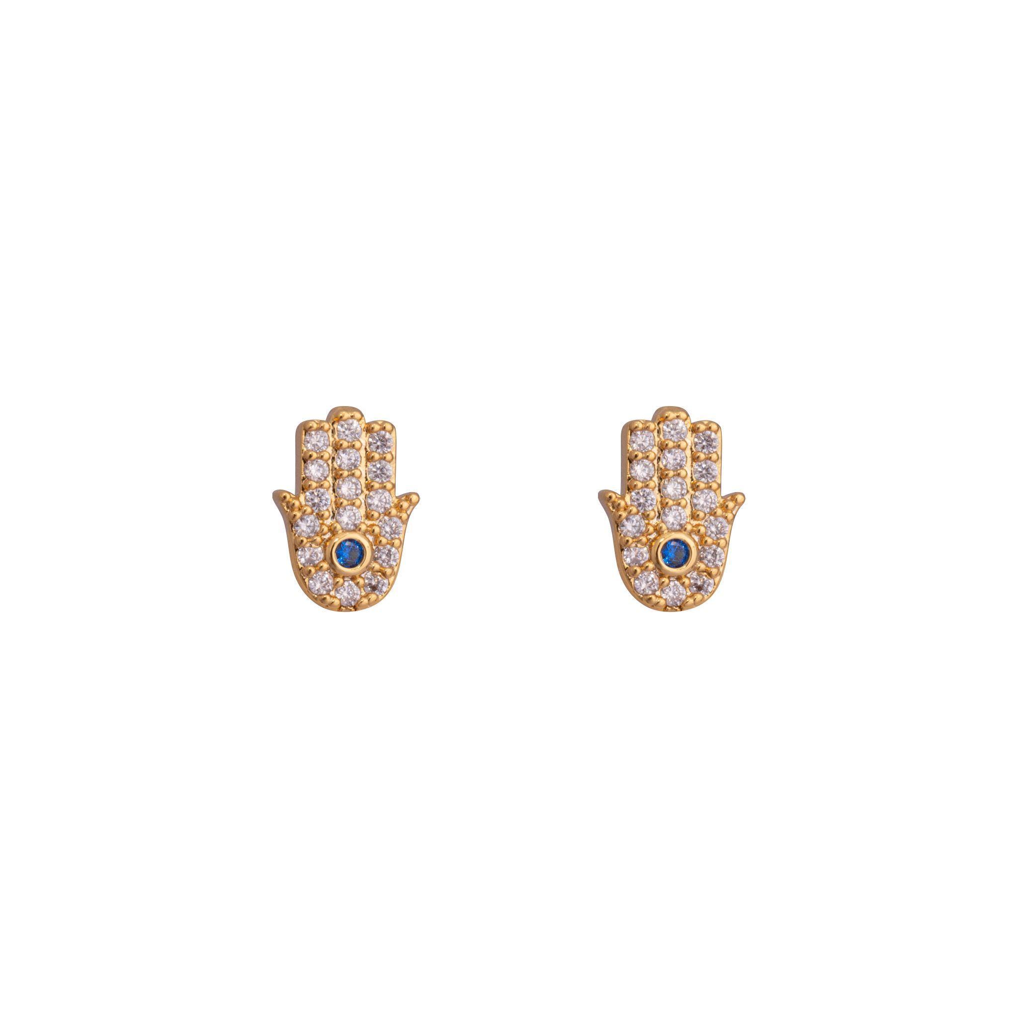 Aros Hamsa bañados en oro Hadara Joyas-0