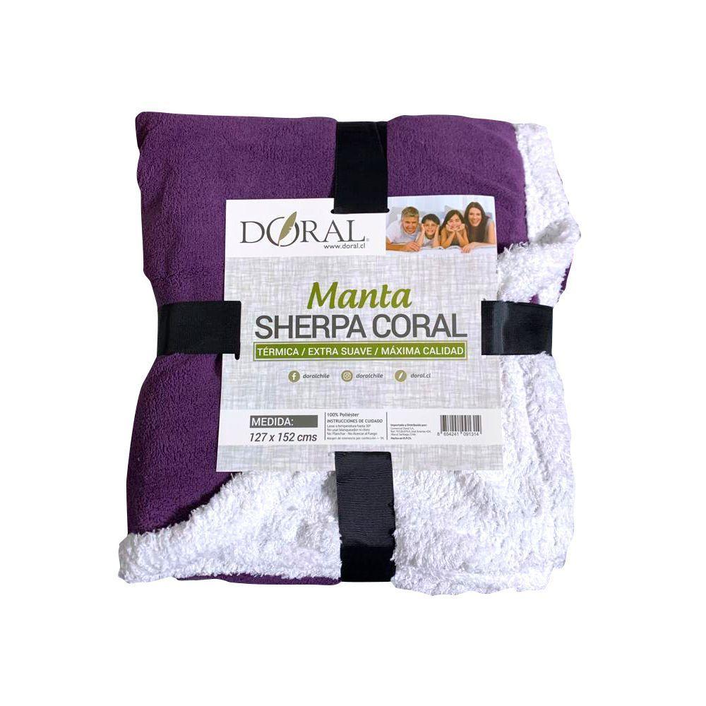 Manta Sherpa Coral Termica 127x152 Cm Doral Morado -0