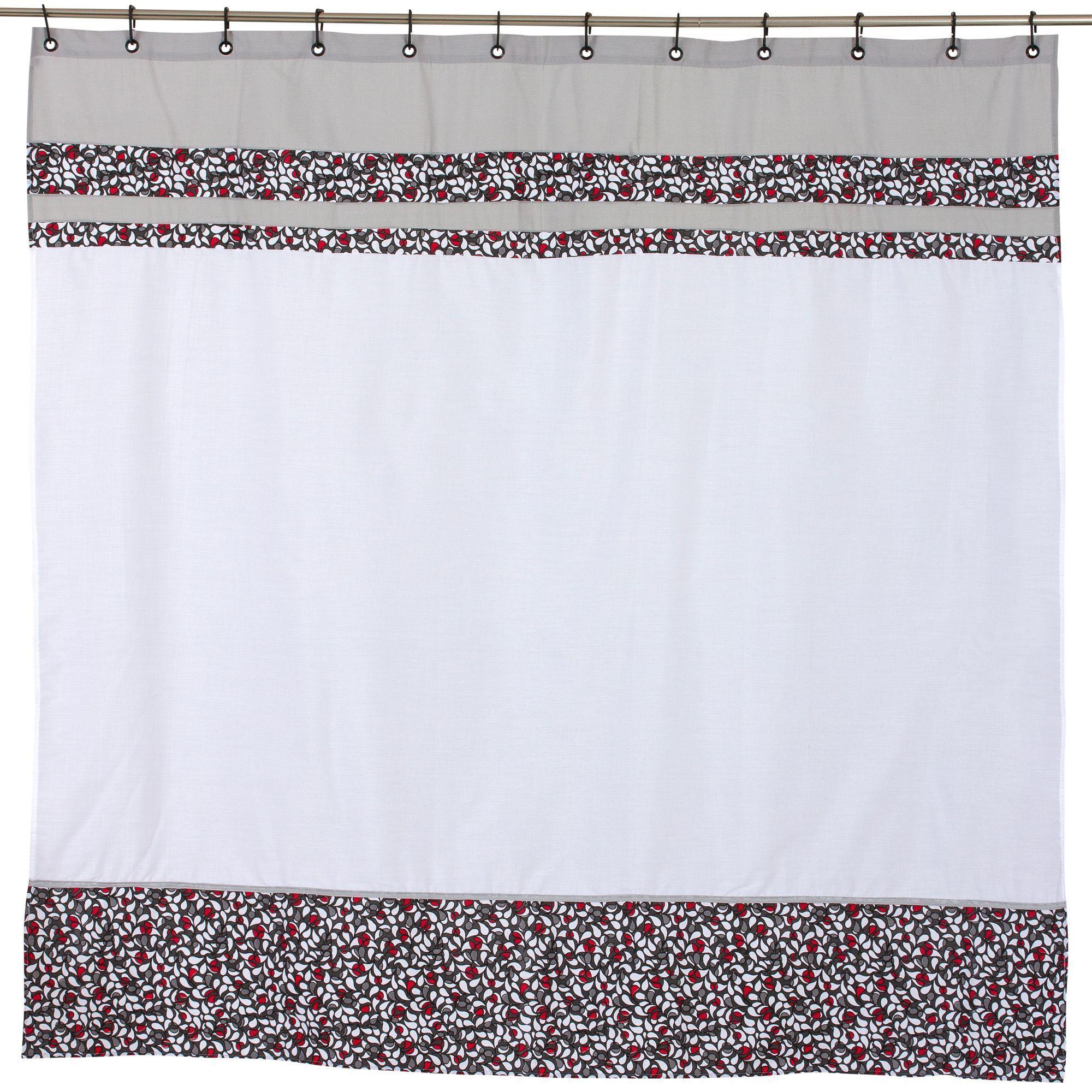 Cortina y Set de baño 7 piezas 173 x 180 cms gris blanco-2