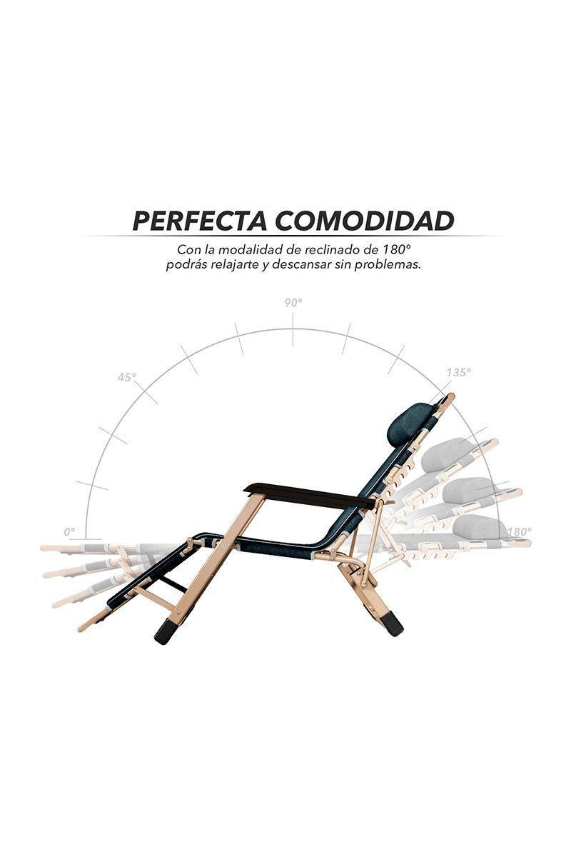 Reposera Plegable y Reclinable Gris-4