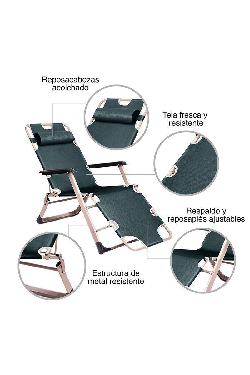 Reposera Plegable y Reclinable Gris-3