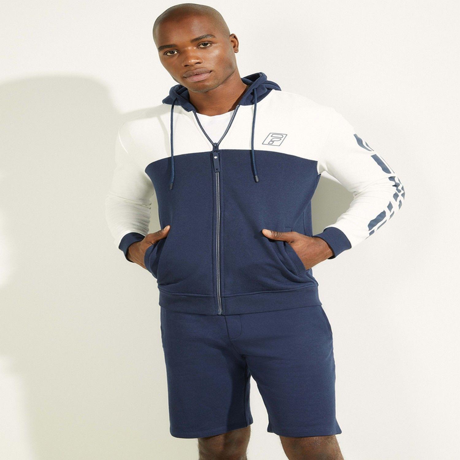 Poleron Guess Derrick Full Zip Hoodie F78X AZUL-1