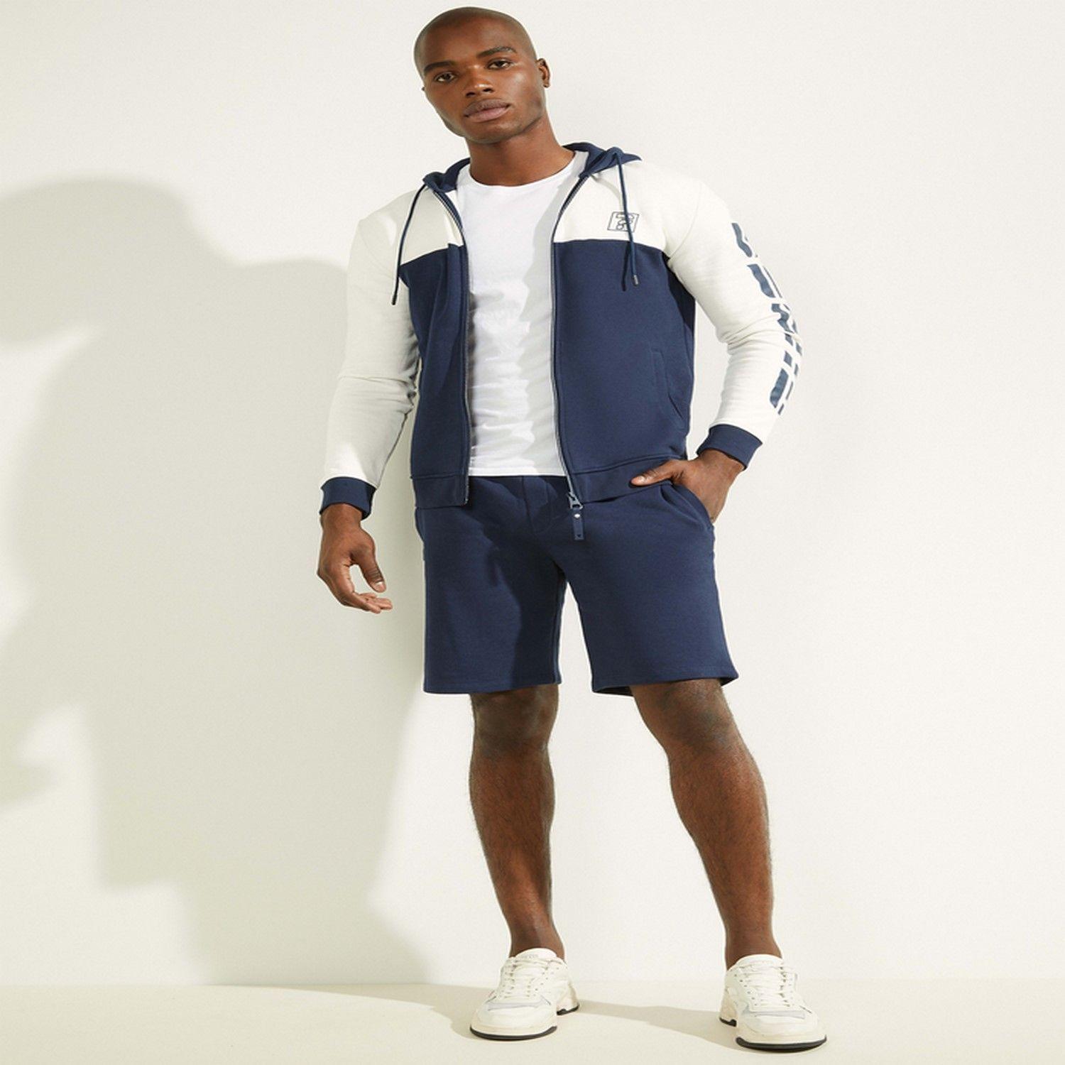 Poleron Guess Derrick Full Zip Hoodie F78X AZUL-0