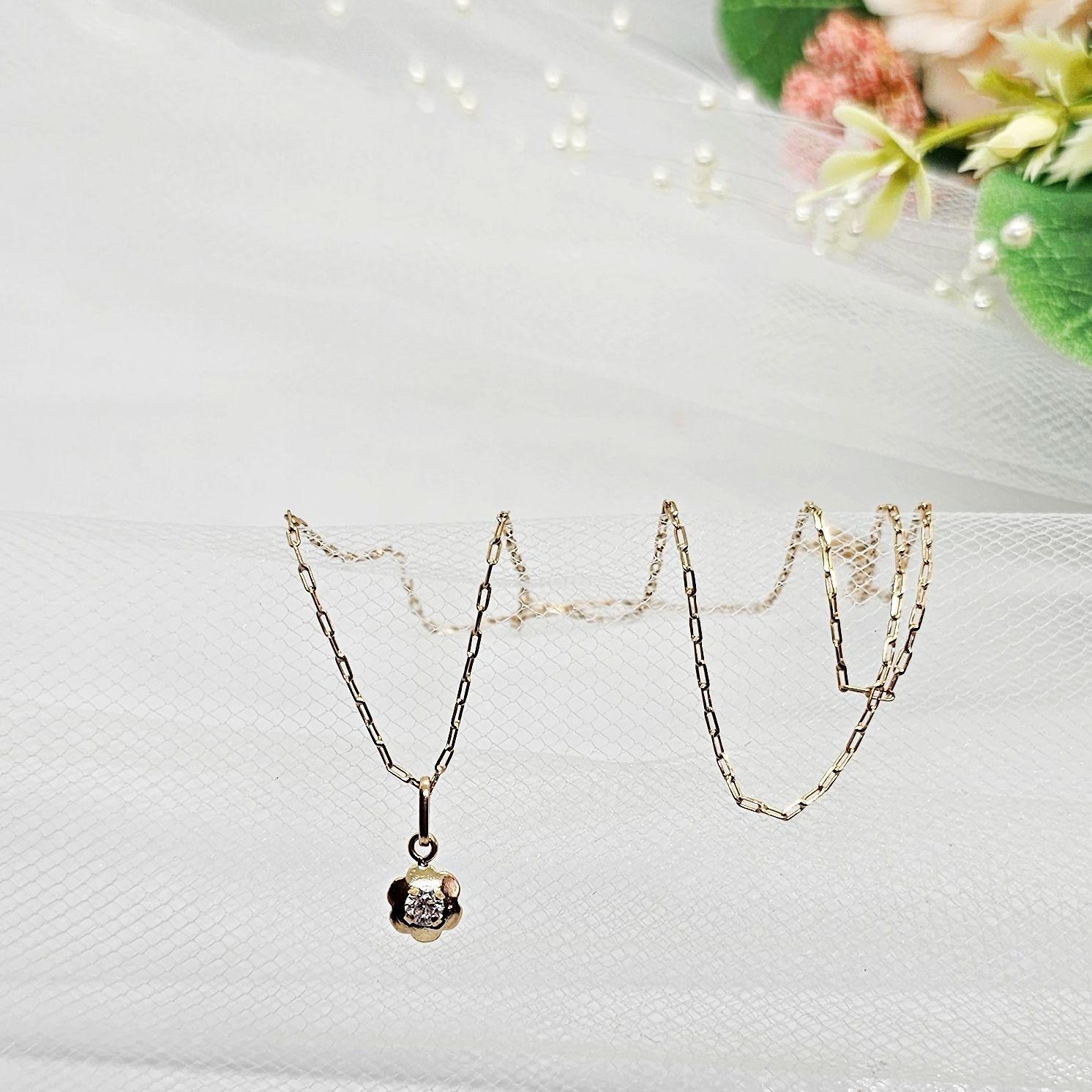 Cadena Limada 50cm Flor Circón Oro 18 Kilates Nacional-1