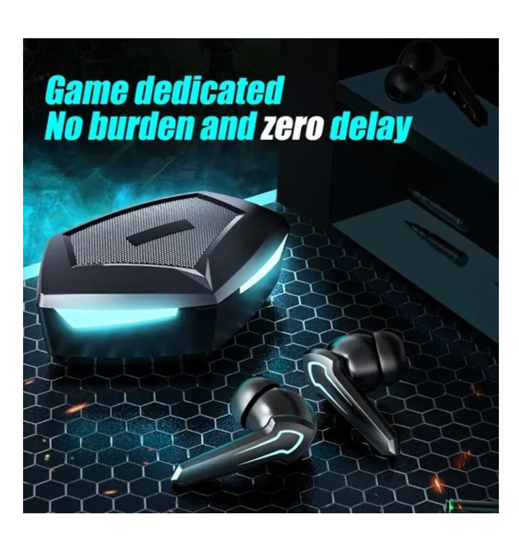 Audífonos Ultra Bass Hi Fi  Powerbank  Led  Tws Gamer Azul-3
