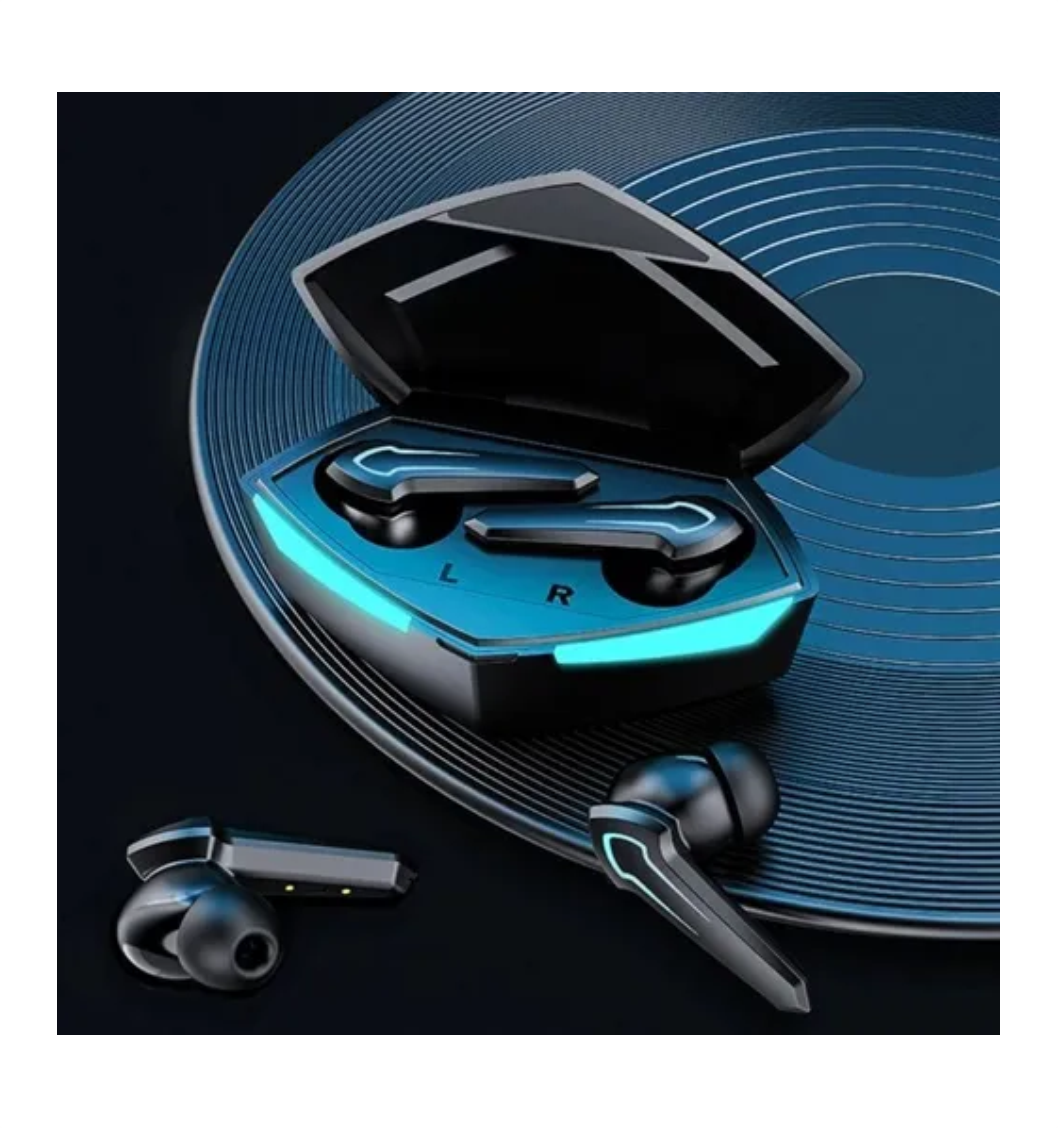 Audífonos Ultra Bass Hi Fi  Powerbank  Led  Tws Gamer Azul-2