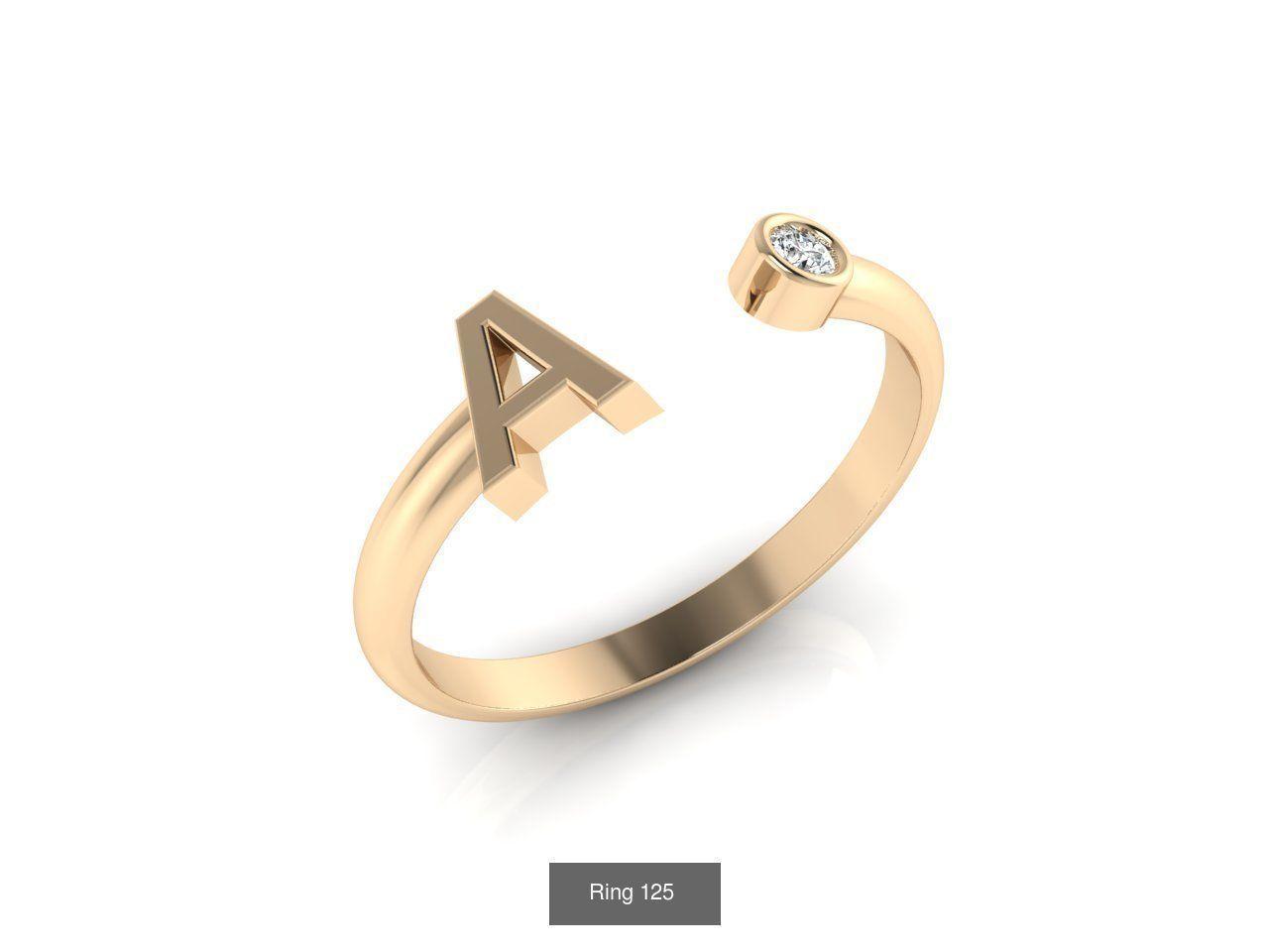 Anillo Iniciales Oro 18k con Circón - R-0
