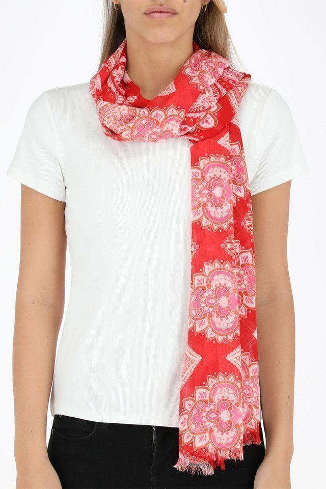 Pañuelo Estampado Rojo Folk Fire India Humana-2