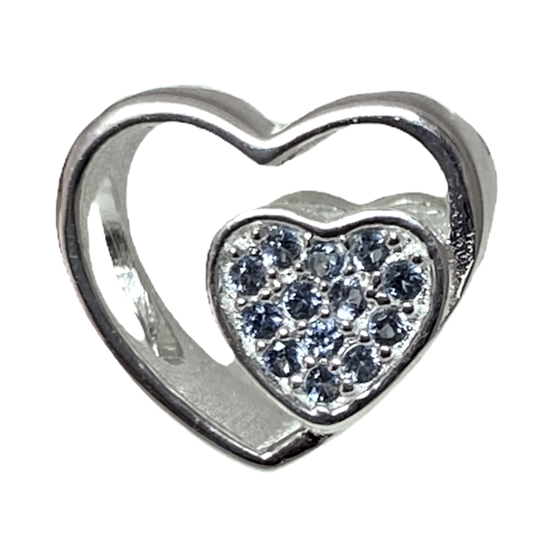 Charm Con Corazon De Cristales Celeste-0