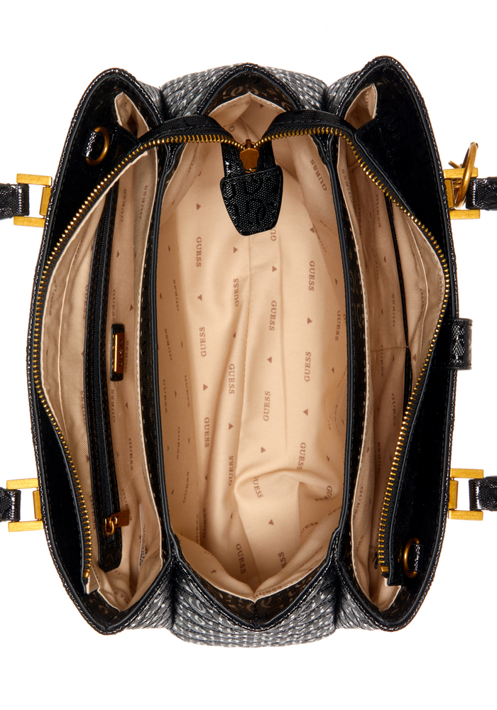 Cartera Gaia Triple Comprtmnt Satchel Negro Guess-4