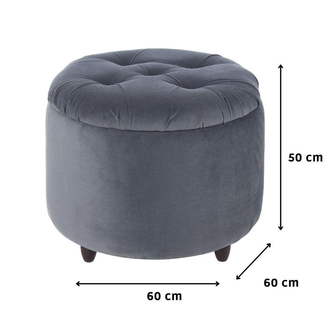 Pouf Baúl Zoe Gris Felpa 60x60x50 Cm Máxima Design-7