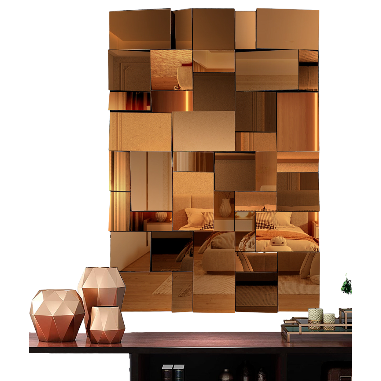 ESPEJO DECORATIVO | CUADRADOS DORADOS | UKHOME-3
