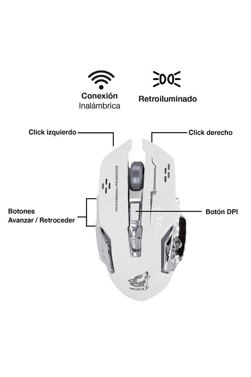 Mouse Óptico Inalámbrico 2400 DPI Blanco-16