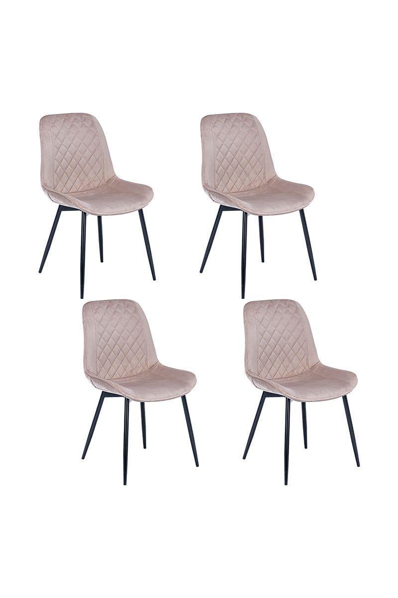Pack 4 Sillas de Comedor de Terciopelo Gris-0